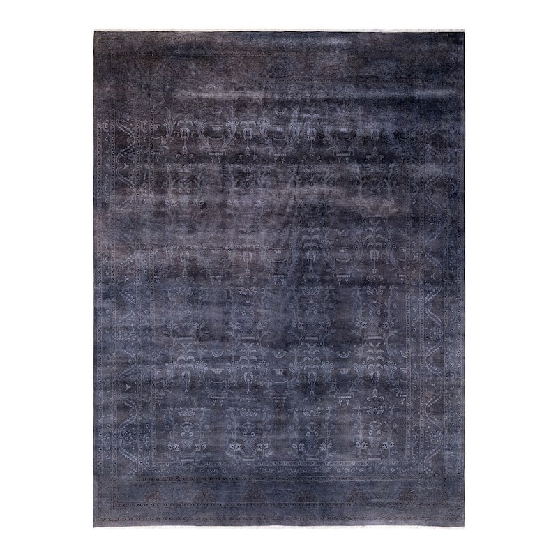 Overton Hand Knotted Wool Vintage Inspired Modern Contemporary Overdyed Purple Area Rug - 9' 1" x 12' 3"