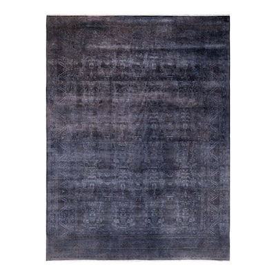 Overton Hand Knotted Wool Vintage Inspired Modern Contemporary Overdyed Purple Area Rug - 9' 1" x 12' 3"