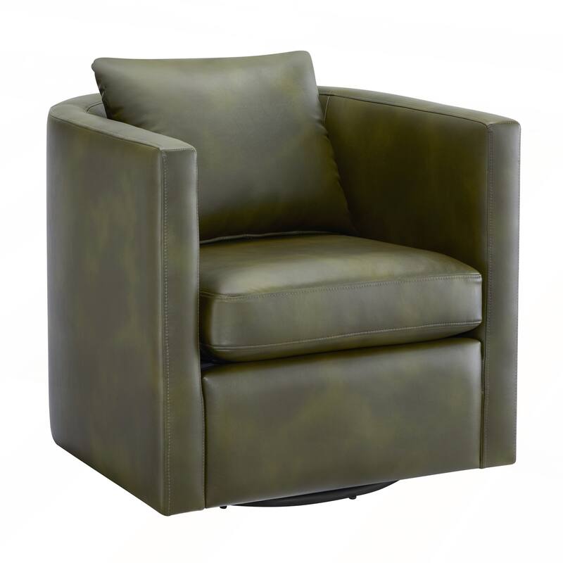 Faux Leather Swivel Barrel Chair