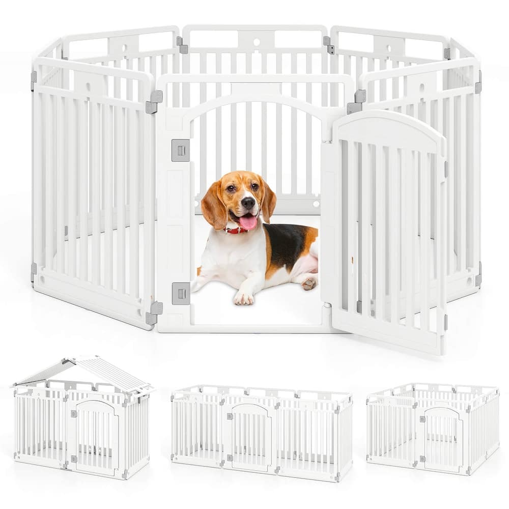 Costway 8/16-Panel 32” Tall Plastic Dog Panel with Securing Locking