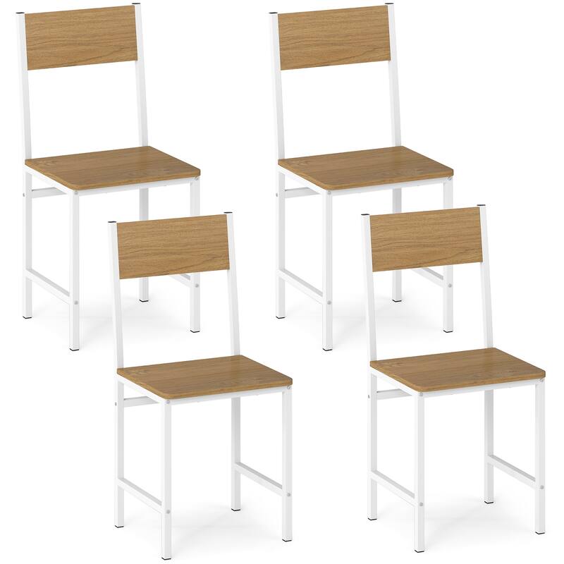 Gymax Set of 4 Dining Chairs w/Metal Legs Slanted Back Wide Seat for - Brown - Set of 4