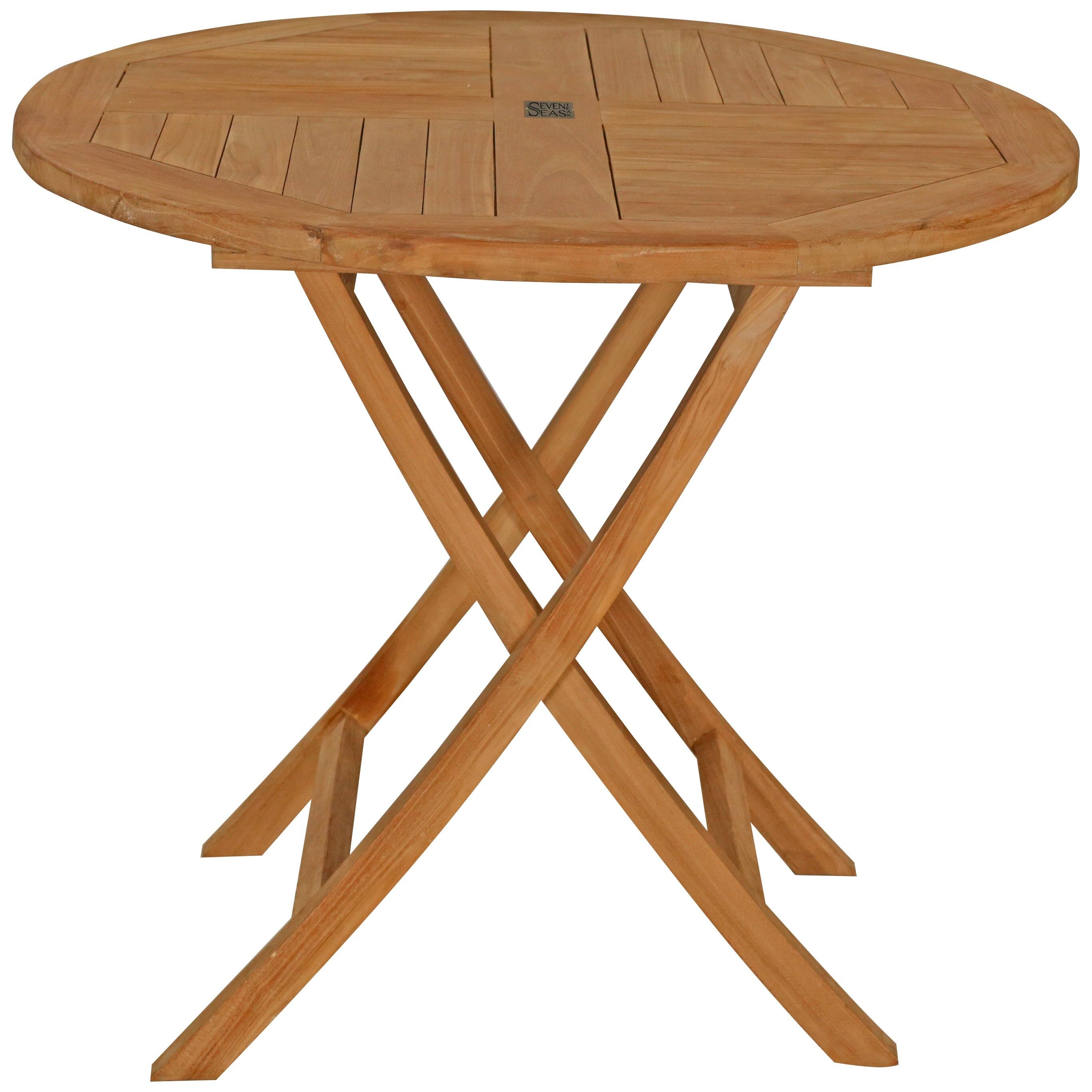 Seven Seas Teak Sanibel Teak Wood Outdoor Folding Patio Dining Table
