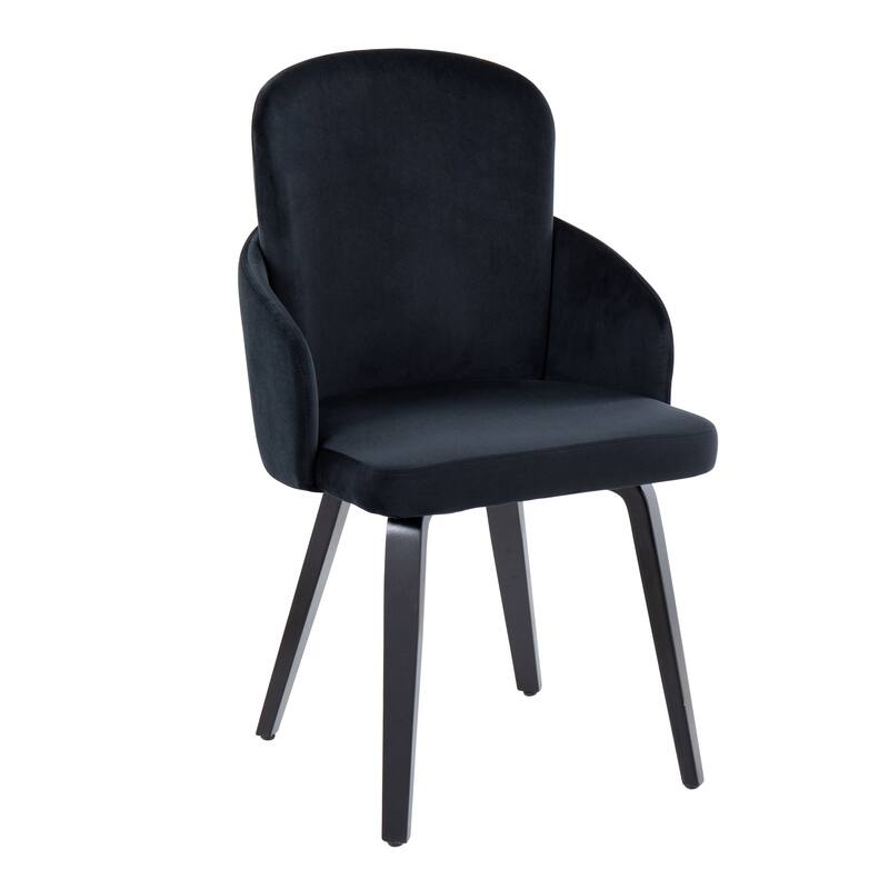 Silver Orchid Dahlia Dining Chair with Wood Legs (Set of 2) - Black Velvet