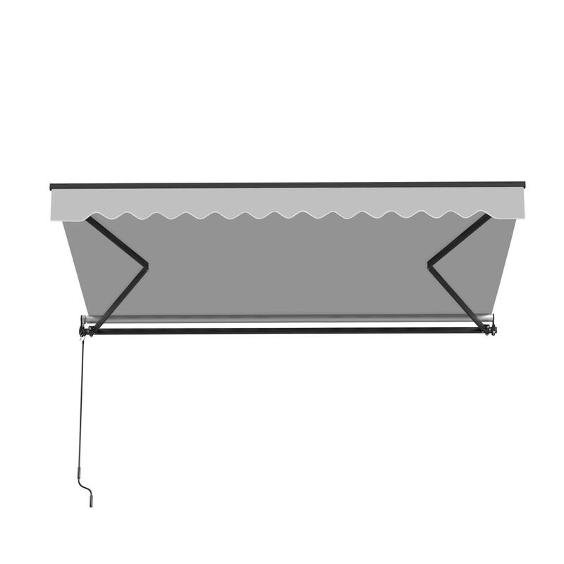 ALEKO Caribbean Manual Retractable Patio Awning - Black Frame - Silver Gray - 10 x 8 Feet
