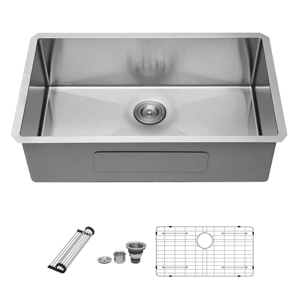 Undermount Kitchen Sink - 32"x18"x9" Stainless Steel 16 Gauge Deep Single Bowl Sinks