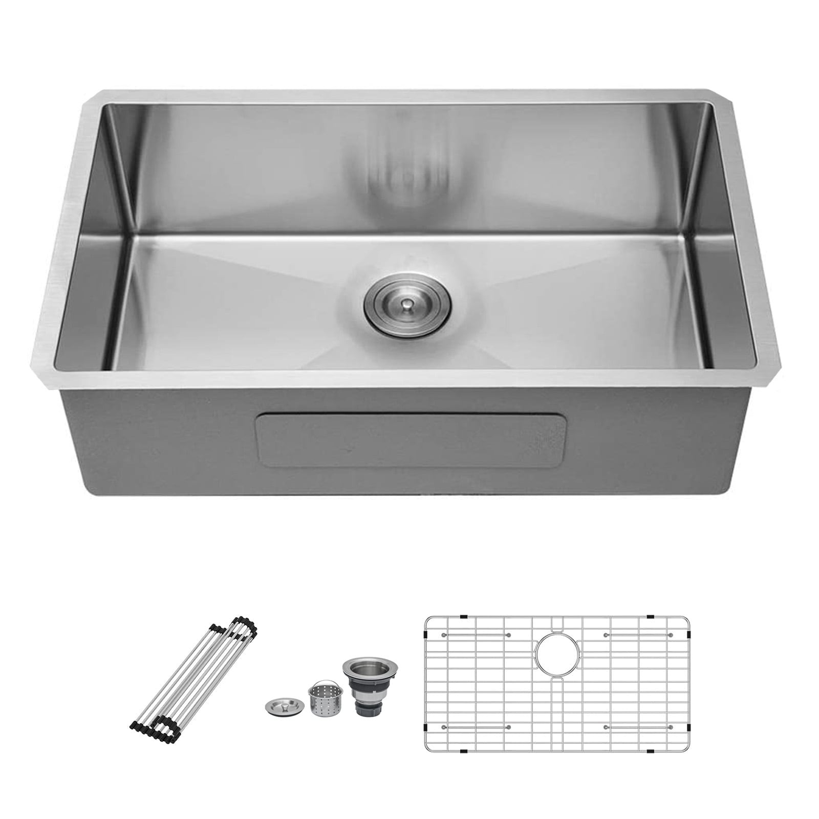 Undermount Kitchen Sink - 32"x18"x9" Stainless Steel 16 Gauge Deep Single Bowl Sinks - Brushed Nickel