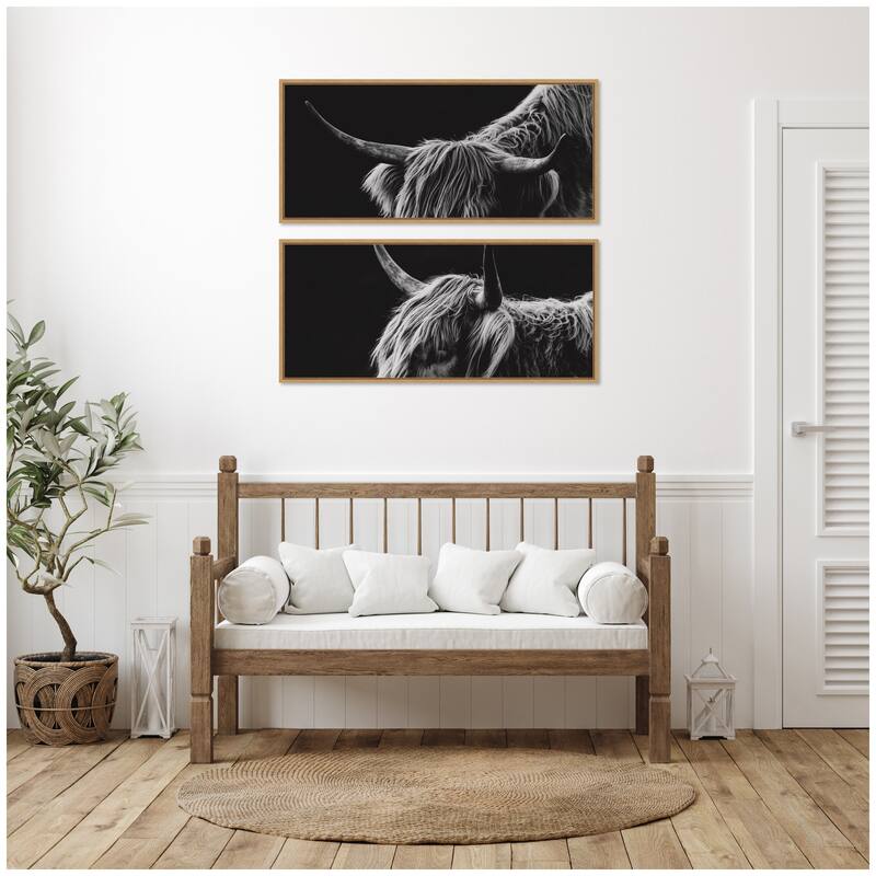 Kate and Laurel Natural Scottish Highland Panel 2 Piece Framed Canvas Wall Art Set by Crystal Lynn Collins