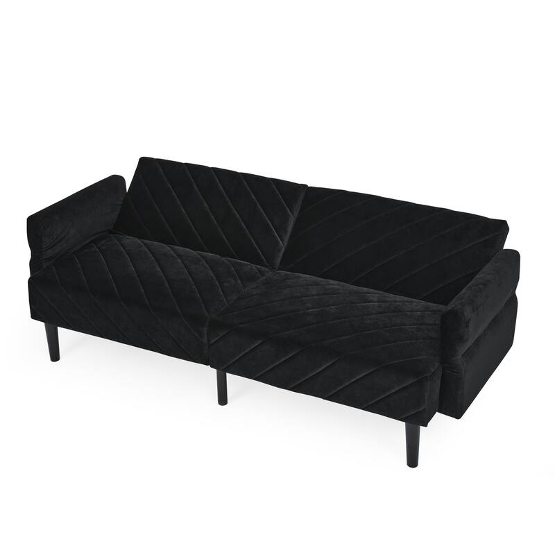 78'' Modern Tufted Velvet Upholstered Convertible Folding Sofa Bed with Adjustable Armrests