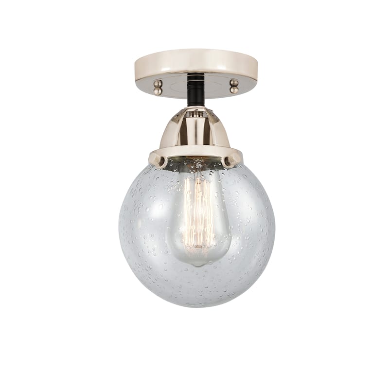 Innovations Lighting Nouveau 2 Beacon - 1 Light 6" Semi-Flush Mount - Black Polished Nickel/Seedy