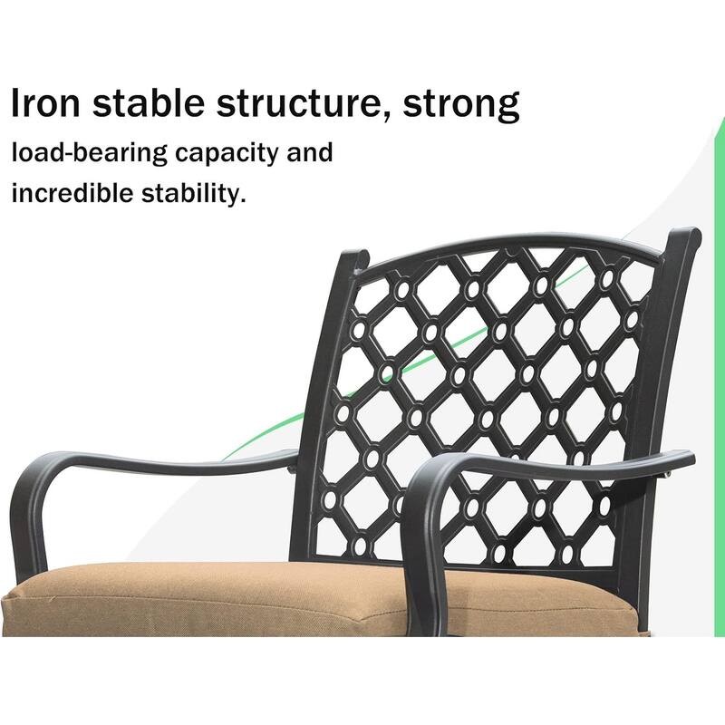 7-Piece Outdoor Metal Patio Dining Set with Swivel and Stationary Chairs, and Weather-Resistant Rectangle Table
