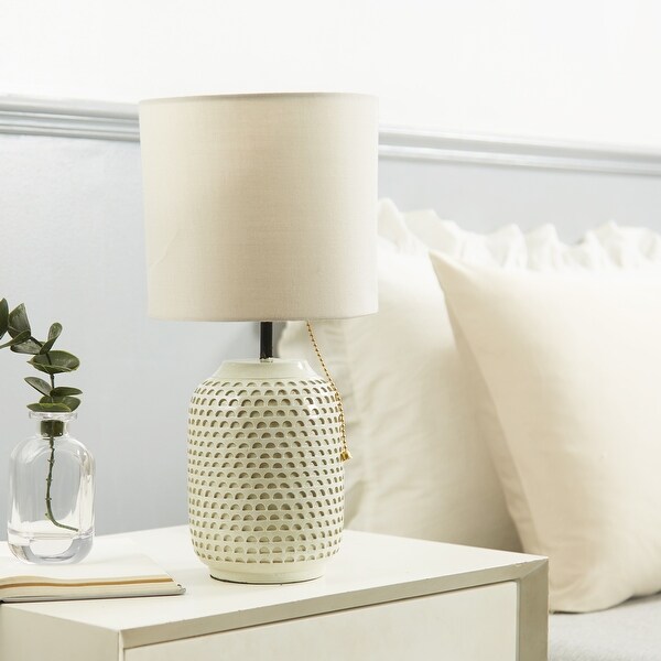 Urban Shop Textured Ceramic Table Lamp, Taupe - 7"W x 13"H. Opens flyout.