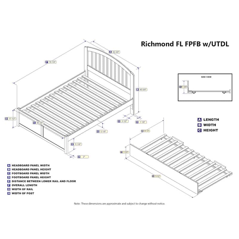 Full Platform Bed with Trundle - Modern Design, Twin Size, Sturdy Frame, Easy Assembly, Home Bedroom Furniture