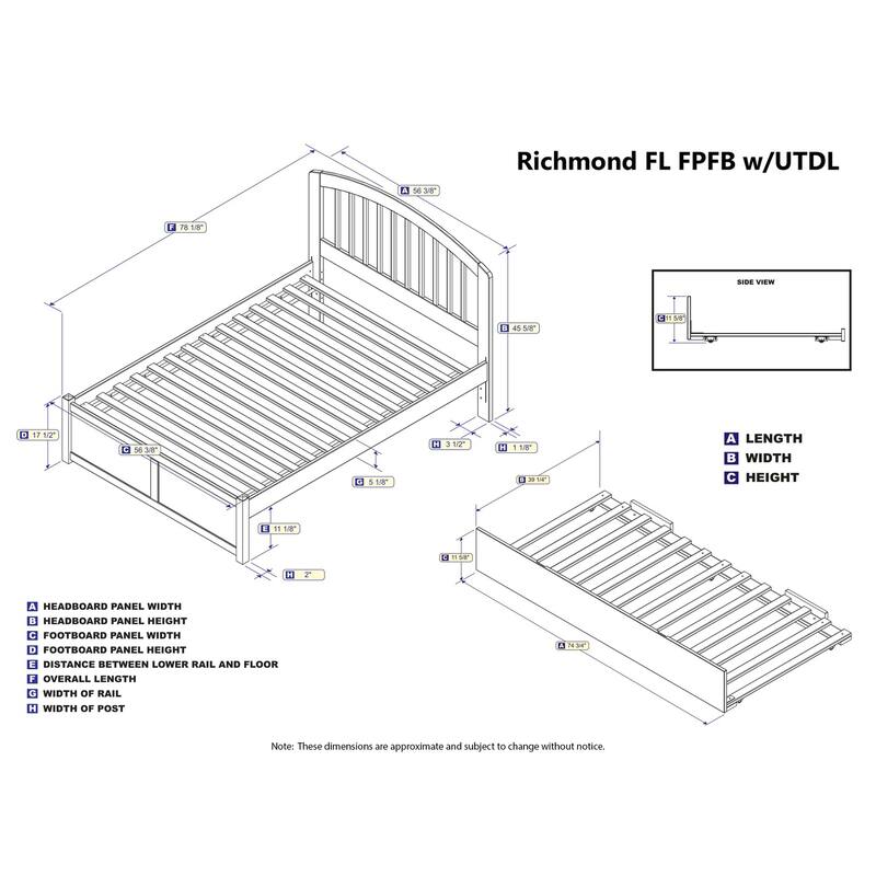 Full Platform Bed with Trundle - Twin Size, Modern Design, Sturdy Frame, Easy Assembly, Space Saving