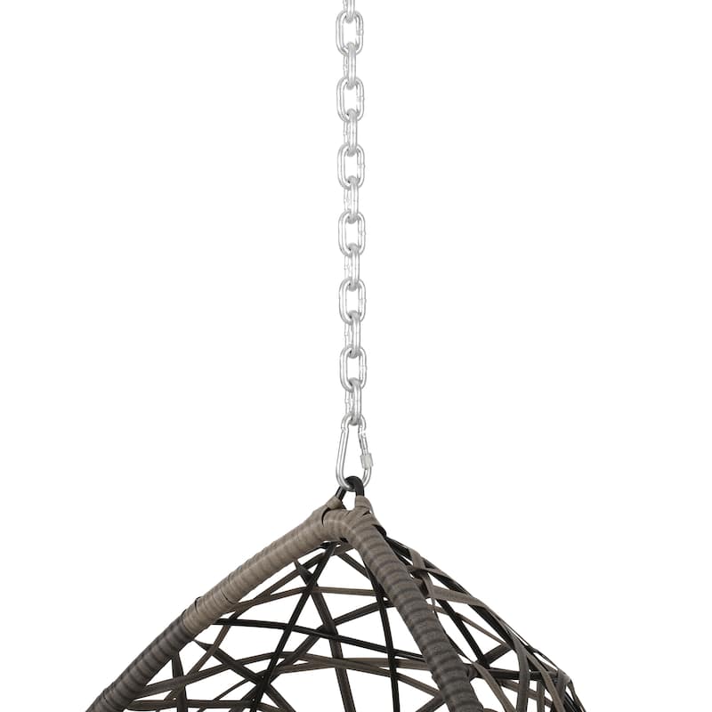 Teardrop Rattan Wicker Basket Swing Chair with Water-Resistant Cushions & Suspension Chain Hanging Chair Egg Chair