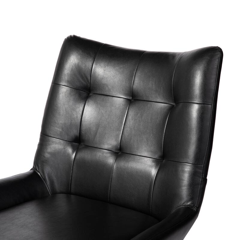 Glitzhome Set of 2 35.5"H Leatherette Wingback Accent Chairs With Metal Legs