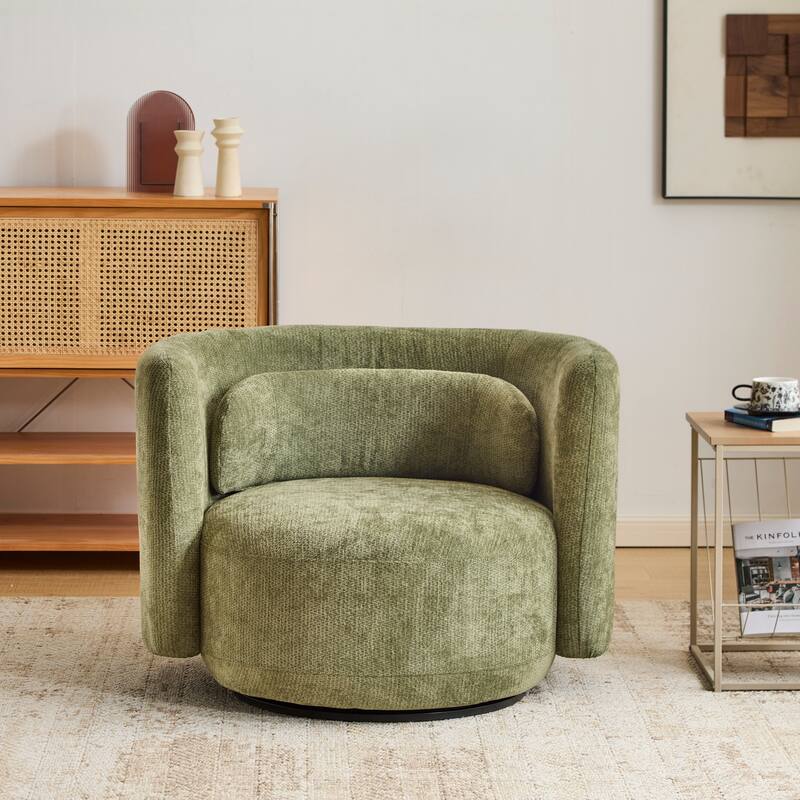 Christopher Knight Home - Swivel Green Fabric Accent Armchair with Lumbar Pillow