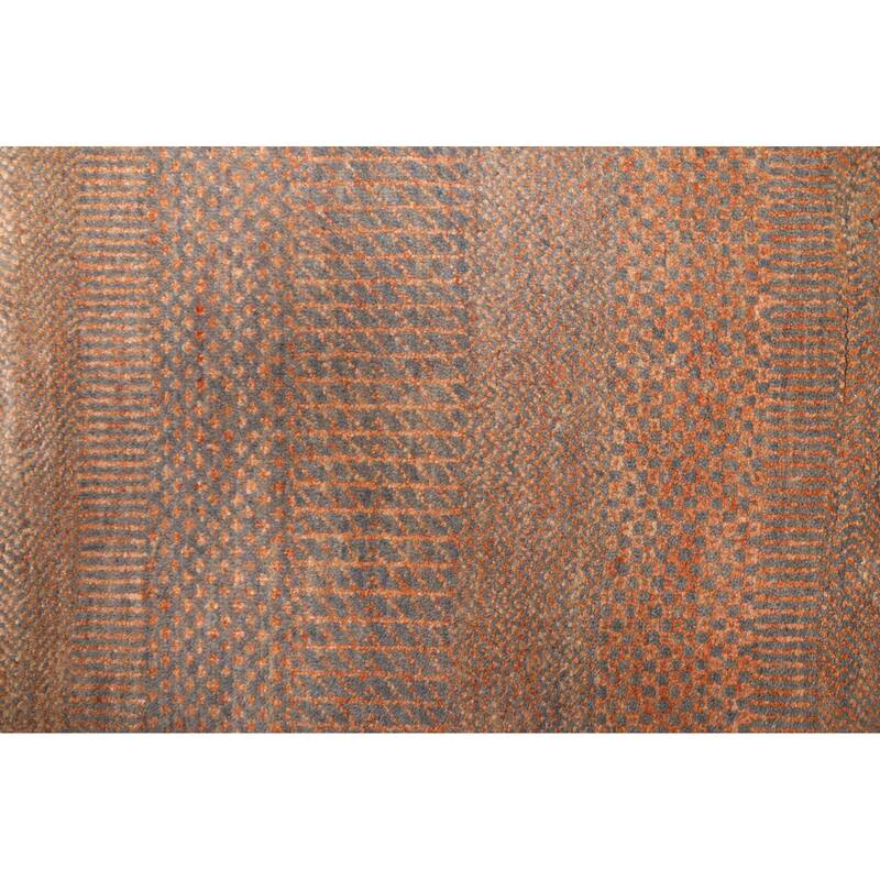 ECARPETGALLERY Hand-knotted Finest Silk Shadow Copper Silk, Wool Rug - 2'7 x 12'2