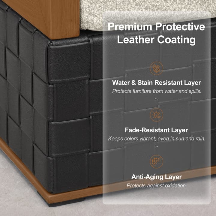 PURPLE LEAF GLFSF Black sofa with white seat Outdoor Couch for Yard Porch Deck Patio Conversation Sets