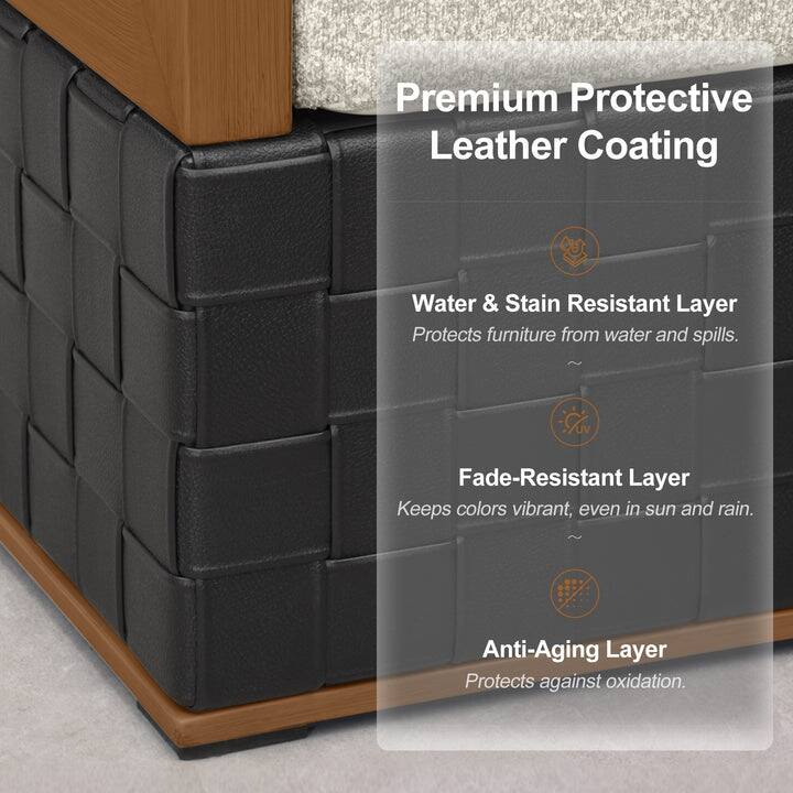 PURPLE LEAF GLFSF Enclosed Black sofa with white seat Outdoor Couch for Yard Porch Deck Patio Conversation Sets