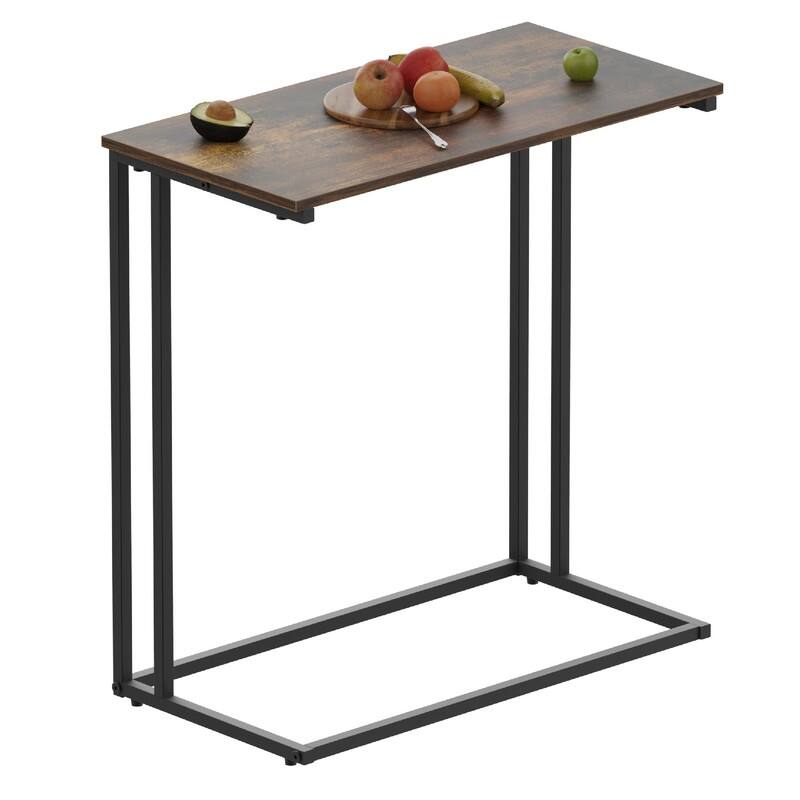 C Shaped End Table - Brown/Black