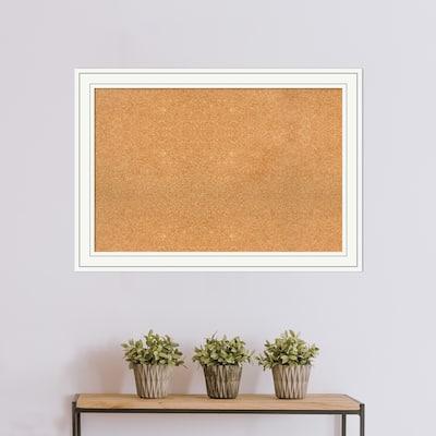 Craftsman White Wood Framed Natural Corkboard Bulletin Board - Board Size 36x24