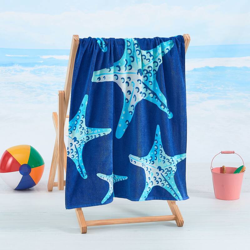 Linery & Co. 100% Cotton Printed Beach Towel for Kids, 30" x 60"