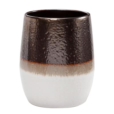 Paseo Road by HiEnd Accents Gilded Stoneware Wastebasket, 1PC - Tan/Brown
