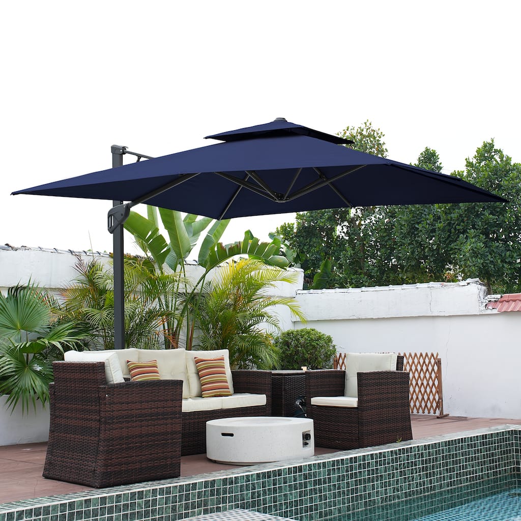 10ft Patio Square Patio Cantilever Umbrella With Crank(Without Base)