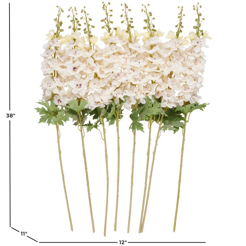 White Faux Foliage Tall Delphinium Artificial Flower Stem (Set of 8)