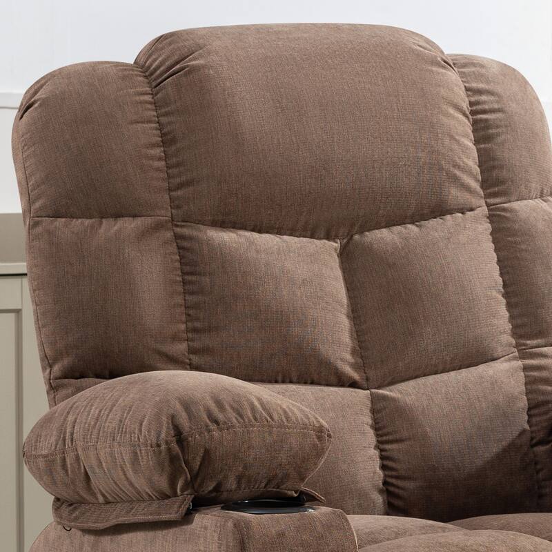 Manual Massage Recliner Chair, Overstuffed Rocker Chairs with Heat and 2 Cup Holders & USB Charge Port, for Living Room