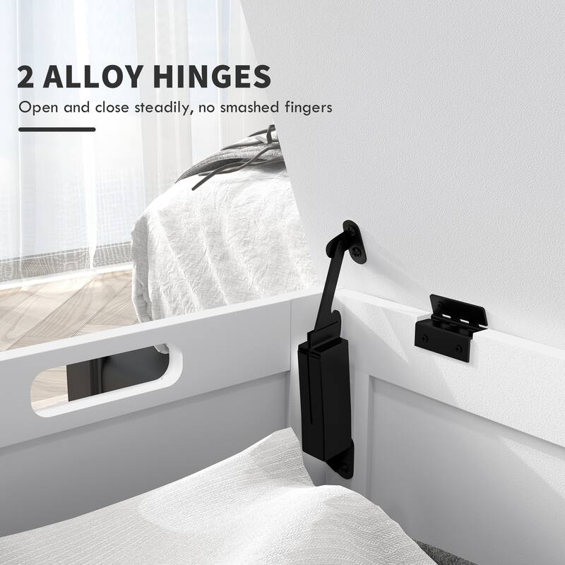 39.4" Storage Chest w/ 2 Safety Hinges, Wooden Box