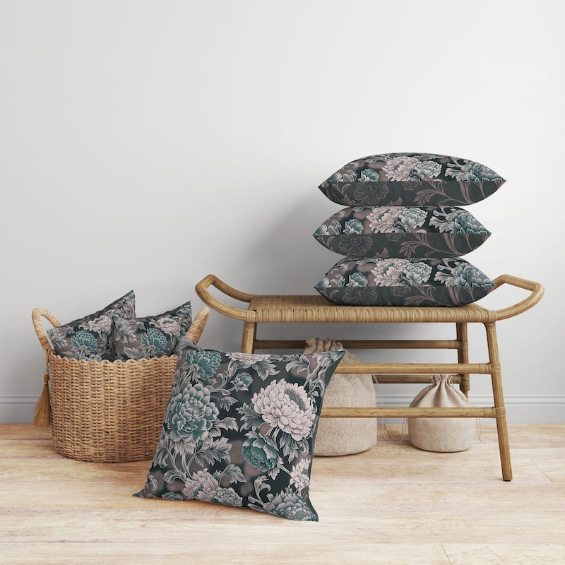 Meadow Bloom Faux Suede Reversible Throw Pillow Green and Pink