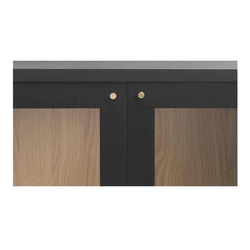 NADAAL STUDIOS Delmira Cabinet, Millwork-Inspired with Glass Front and Dowel Legs, Black