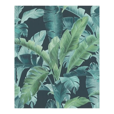 Rasch Orissa Dark Blue Palm Frond Wallpaper - 20.5 x 396 x 0.025