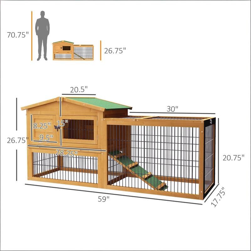 Outdoor Pet House,Rabbit Hutch is designed for convenient cleaning - Yellow
