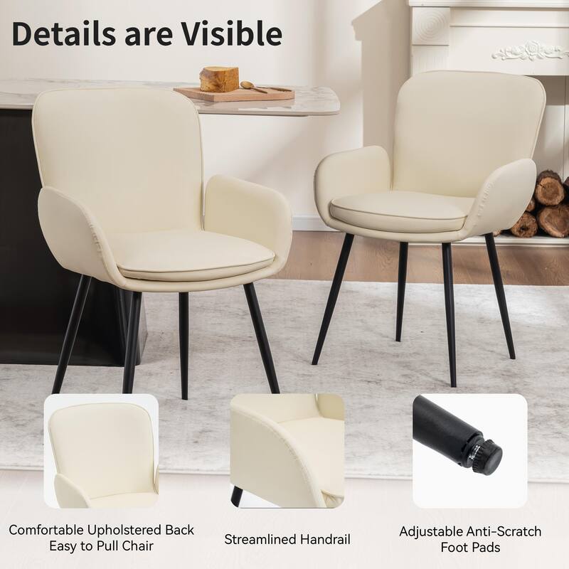Set of 2 Cat-Scratch Resistant Dining Chairs with Gold Metal Legs