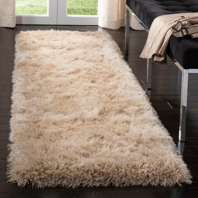 SAFAVIEH Handmade Venice Shag Djenka 3-inch Thick Rug - 2'3" x 6' Runner - Champagne