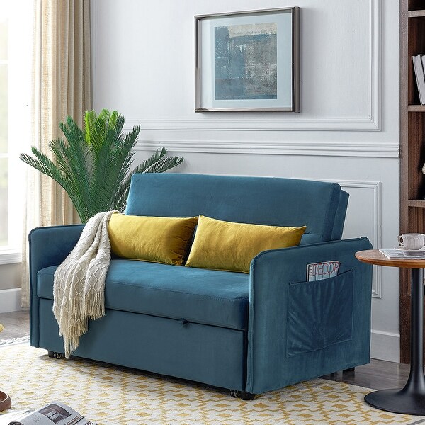 Shop Compact Soft Velvet Sofa Bed pull-out sleeper (with 2 ...