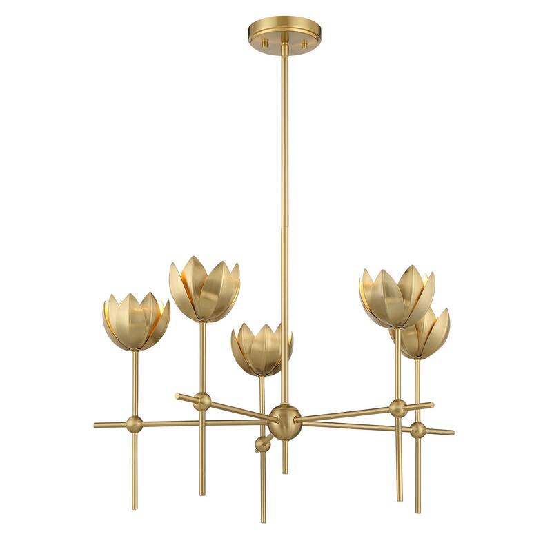 Bellevue SHCH60472 5 Light 26" Wide Chandelier with Floral Shades