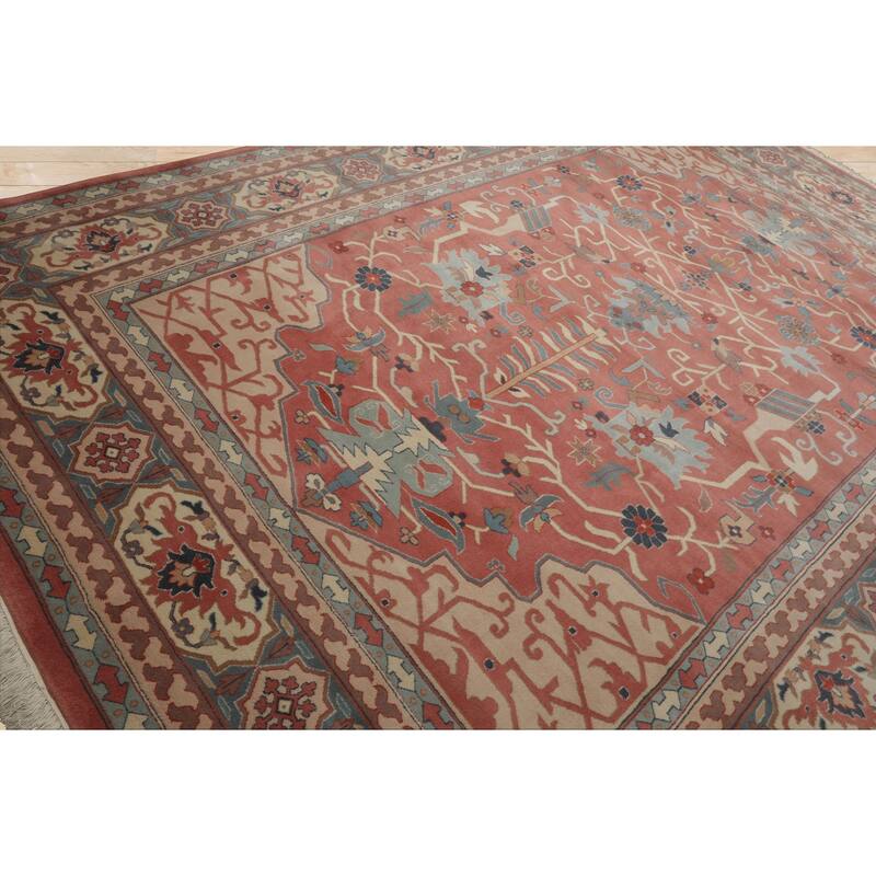 9x12 Hand Knotted Wool Rose Heriz Plush Pile Pande Cameron Pile Rug - 9' x 12'