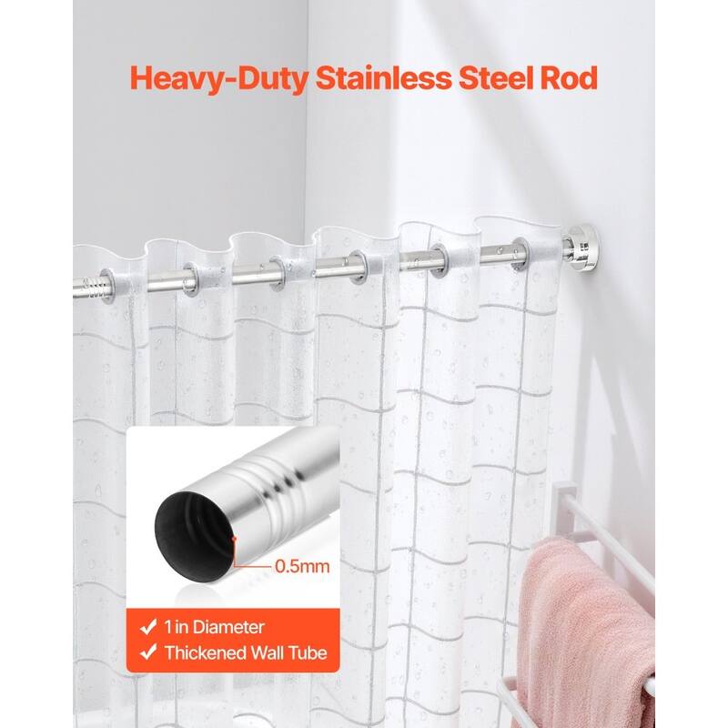 Extendable 28-76 in Tension Shower Rod Stainless Steel Heavy Duty for Bathrooms or Closets - 28-76 in