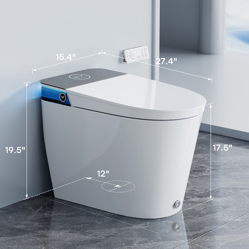 HOROW ADA Height Elongated Smart Bidet Toilet in White with Water Tank Pump Auto Open Close Deodorization and 1000g Flush - N/A