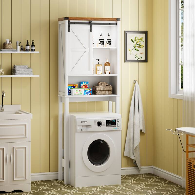 Freestanding Over The Toilet Storage - Antique - White