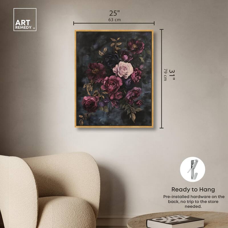 Vintage Dark Roses Canvas by Art Remedy