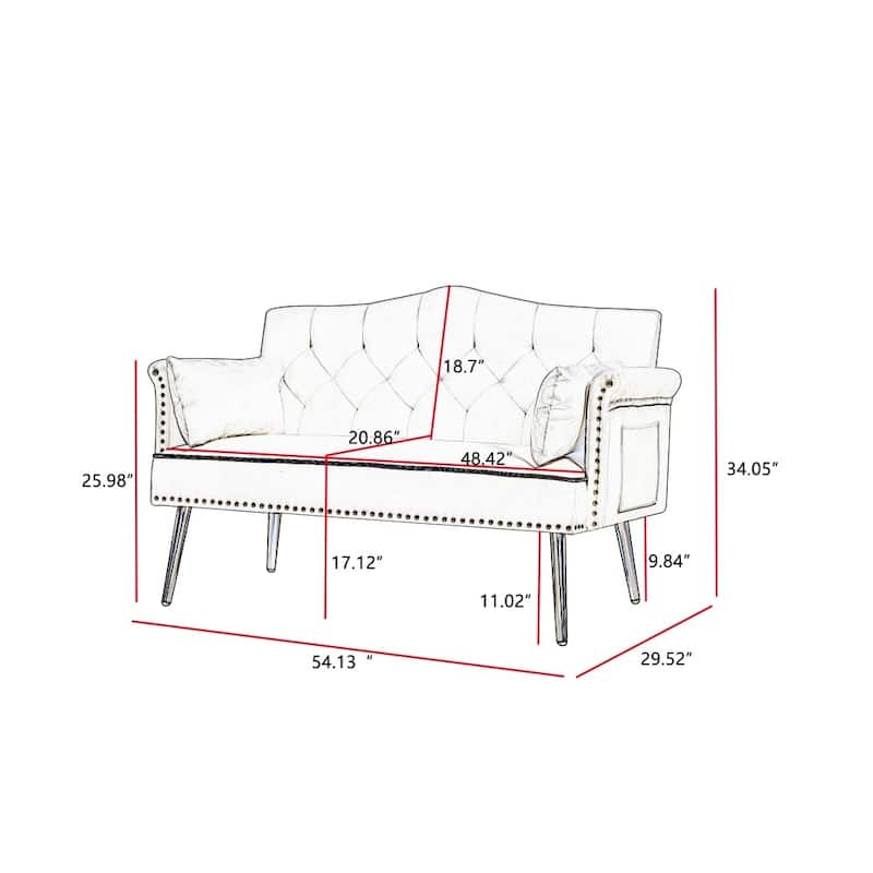 54.13" Velvet Loveseat Sofa with Wood Frame
