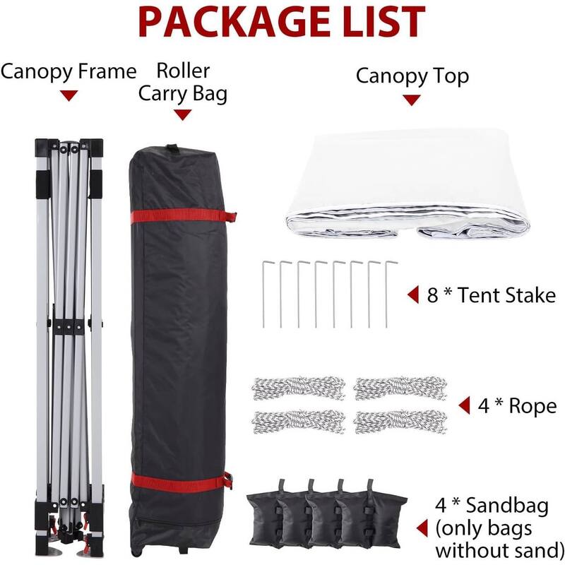 Outdoor Folding Portable Patio Shade, Pop Up Canopy Tent with 3 Adjustable Heights