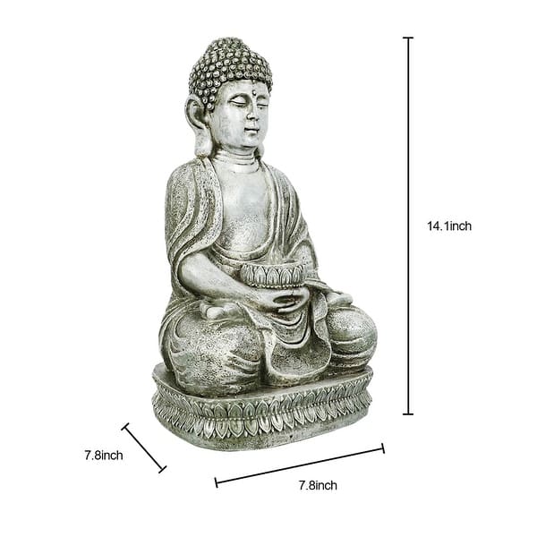 Meditating Sitting Buddha Solar Lights Outdoor Garden Statue Decor ...