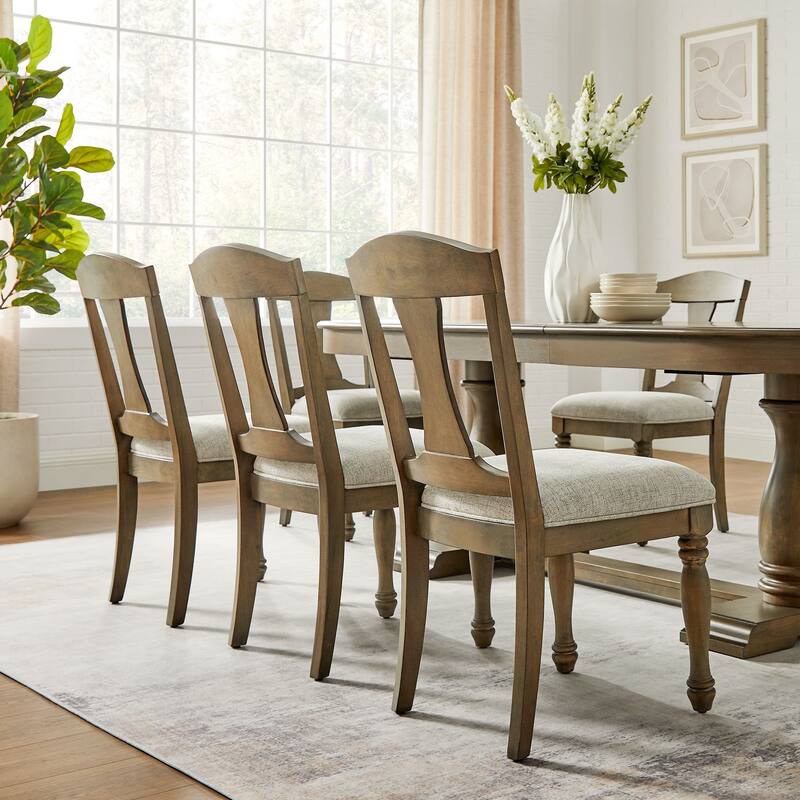 Mid Century Style Linen Upholstered Dining Chairs 2 Piece Set
