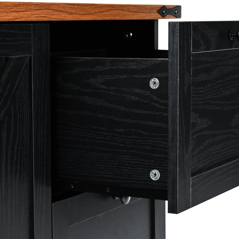54.5″ Farmhouse Rolling Kitchen Island Cart with Power Outlets