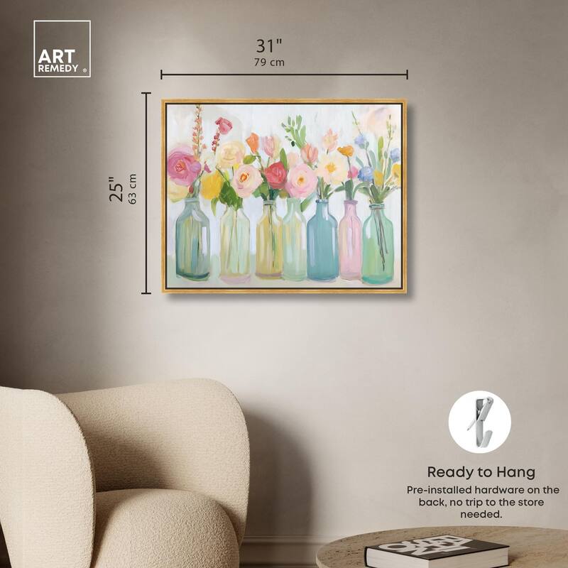 Bottled Blooms Canvas by Art Remedy